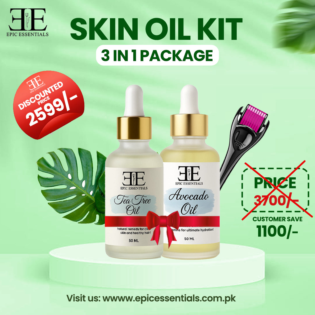 Skin Oil Kit ( Tea Tree Oil 30 ML + Avocado Oil 30 ML + Derma Roller 0.5 MM )
